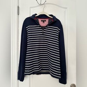Banana Republic Navy and White Stripes 1/4 Zip Sweater